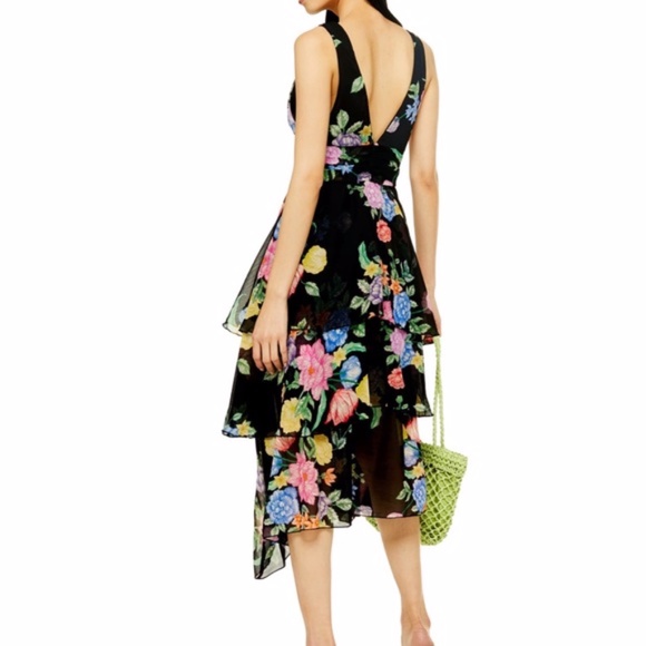 Topshop Freida Floral Pinafore Maxi Dress tiered - Picture 2 of 12